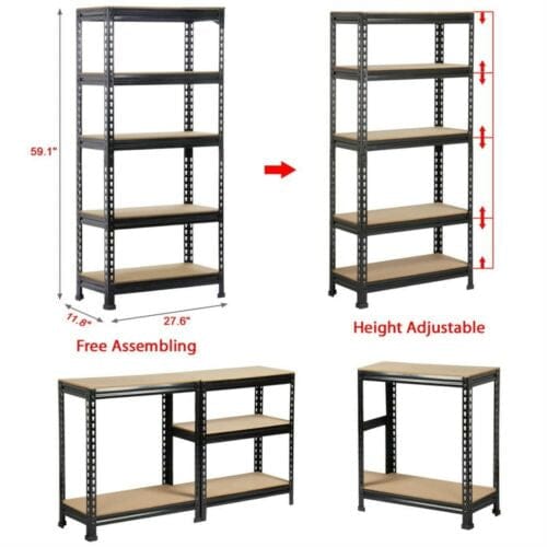 5 Level Adjustable Shelves Garage Steel Metal Shelf Unit Heavy Duty Storage Rack