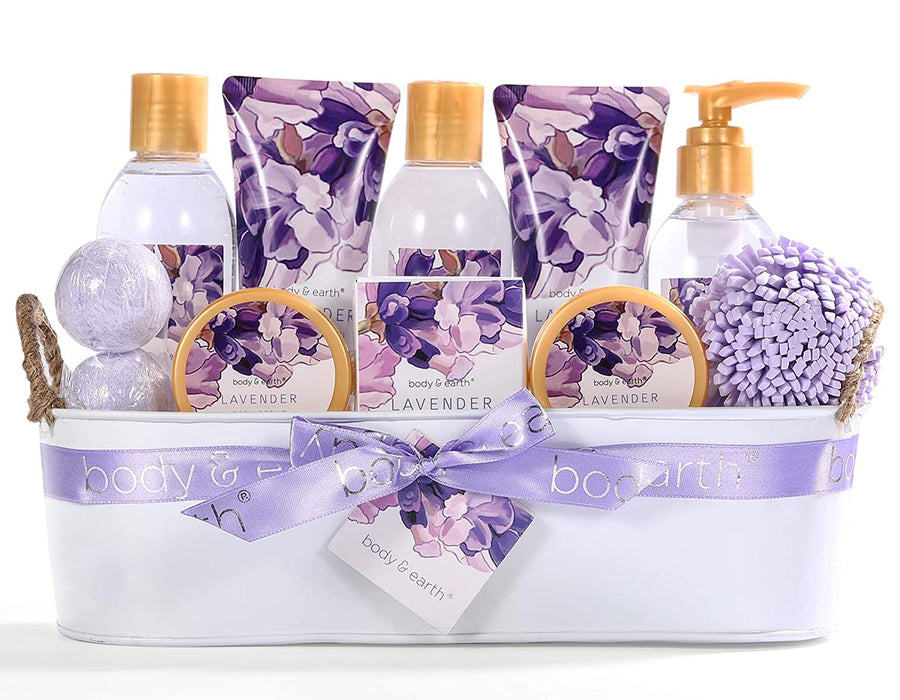Bath Spa Gift Basket for Women,12pcs Calming Lavender Body & Bath Gift Set