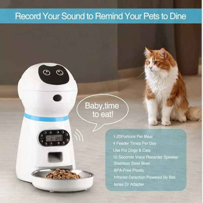 Animal Food Bowl Automatic Pet Feeder Cat Dog Programmable Timed Auto Dispenser