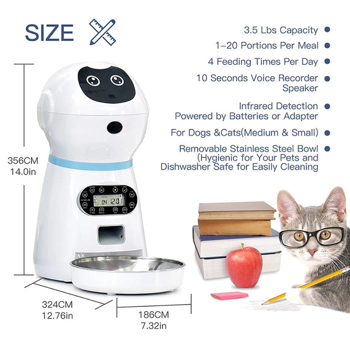 Animal Food Bowl Automatic Pet Feeder Cat Dog Programmable Timed Auto Dispenser