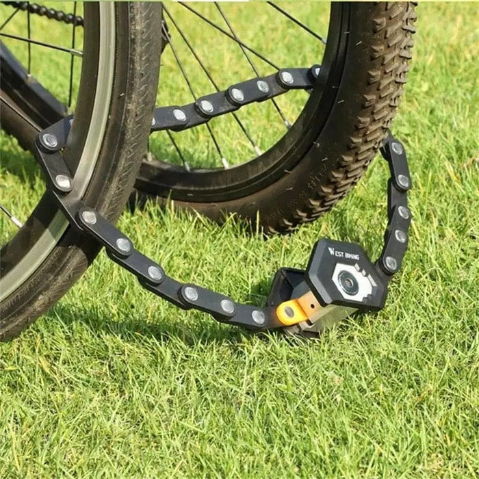 WEST BIKING Foldable Bike Chain Lock Bicycle Hamburger Lock with Keys Bracket