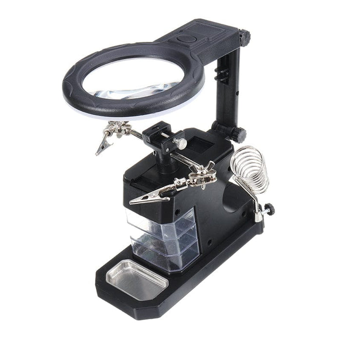 Led Light Magnifier Desk Lamp Helping Hand Soldering Stand Magnifying Glass Clip