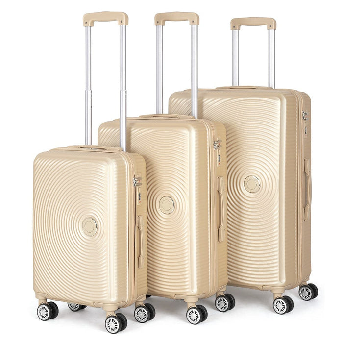 20"24"28" 3PCS Luggage Set Travel Lightweight ABS Spinner Suitcase Champagne