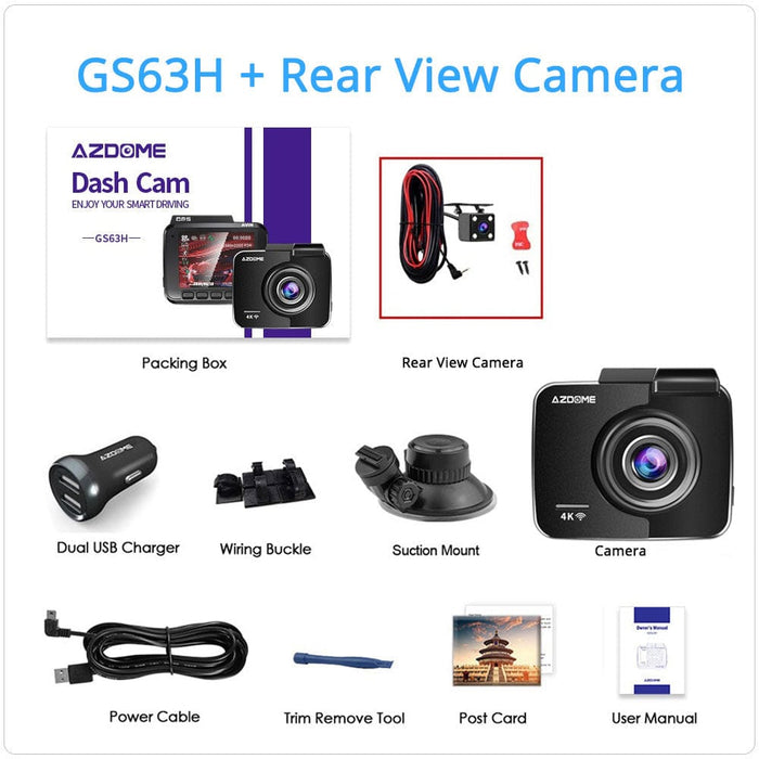 AZDOME GS63H 4K Ultra HD 2160P Car Dash Cam with WiFi & GPS Night Vision Car DVR