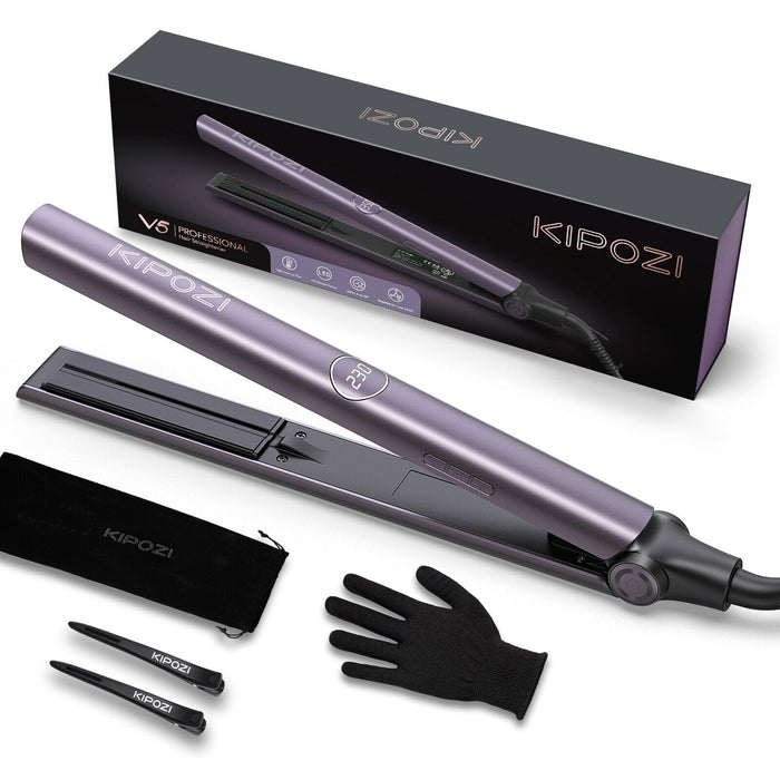 2 in 1 Straightener and Curling iron Titanium Flat Iron Salon KIPOZI -V5 Purple