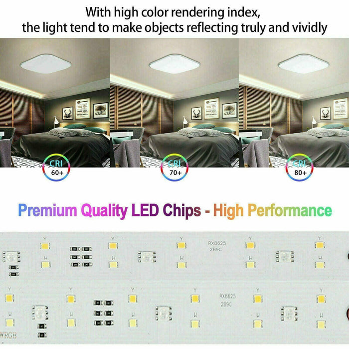 36W LED Ceiling Light Flush Mount Kitchen Lamp Home Fixture W/Remote