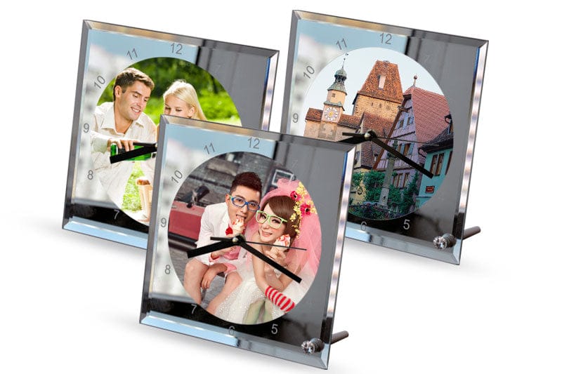 Personalized Gift Glass Photo Frame with Clock