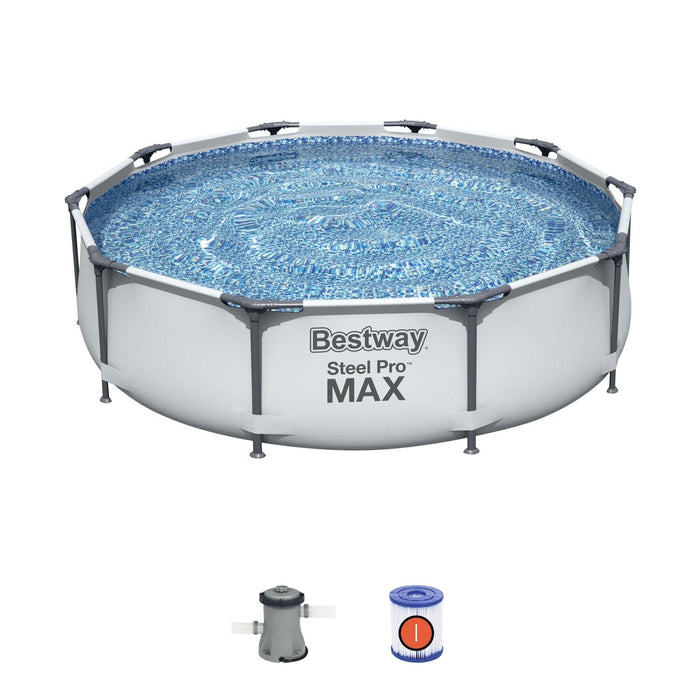 Bestway 10' x 30" Steel Pro Frame Max Round Above Ground Swimming Pool with Pump