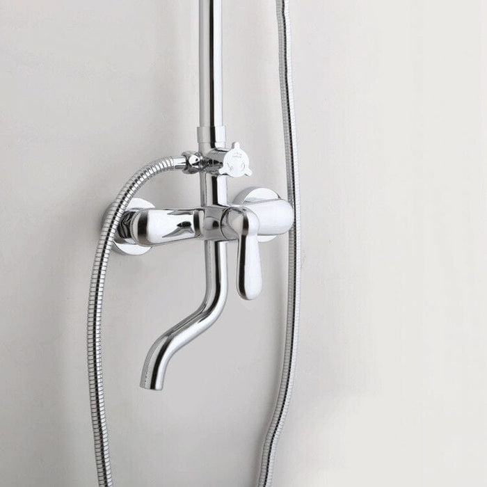 Bathroom Shower Faucet Set Rainfall  Hand Spray Mixer Wall Mounted Chrome Tap