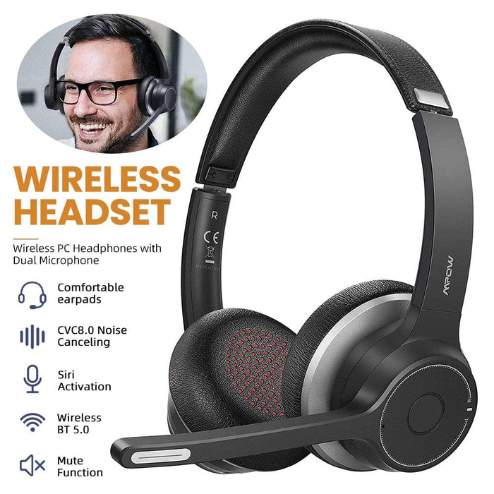 Mpow Office Trucker Bluetooth Headset Noise Cancelling Wireless Headphone w/ Mic