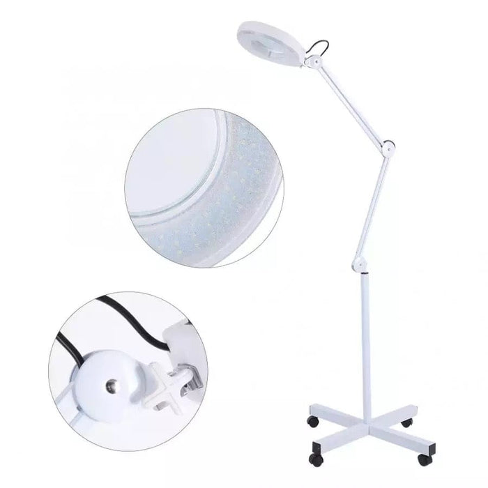 LED Magnifying Floor Lamp Rolling Floor Stand Magnifier Light 5X Magnifying