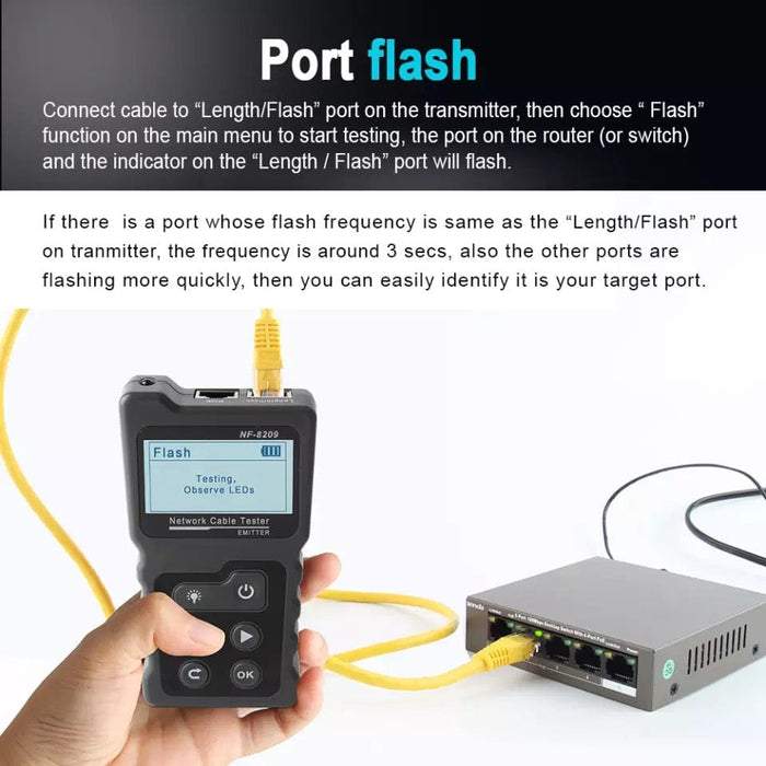 KOLSOL NF-8209 Network Cable Tester Tracker, 4 in 1 PoE Tester with NCV & Lamp