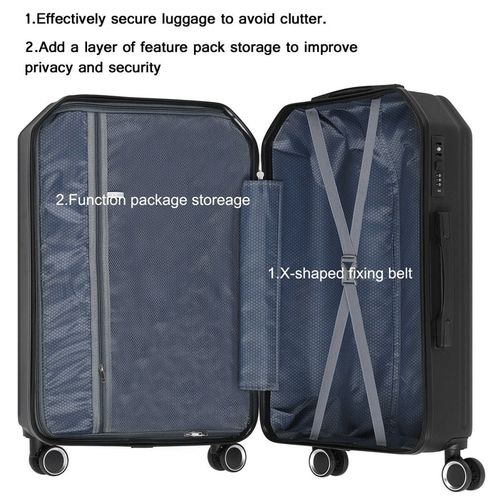 20''24'' 28'' 3 Piece Set Suitcase ABS Light Trolley Luggage Rolling Black /Lock