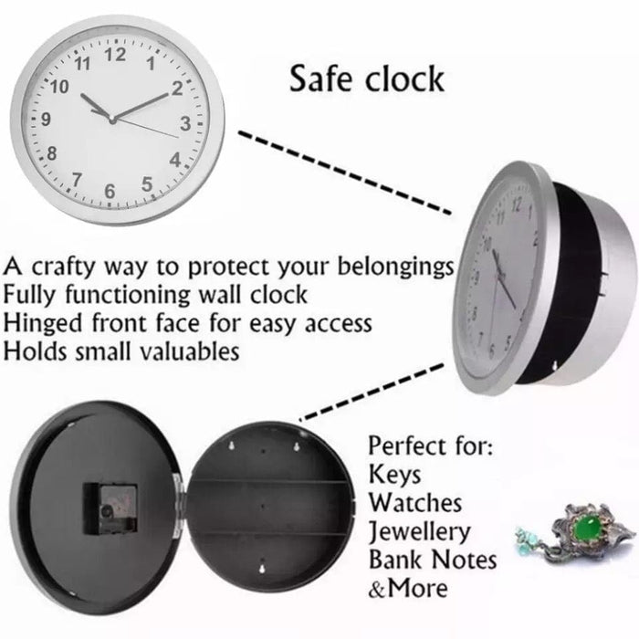 Clock Safe Secret Hidden Wall Jewelry Security Money Cash Box