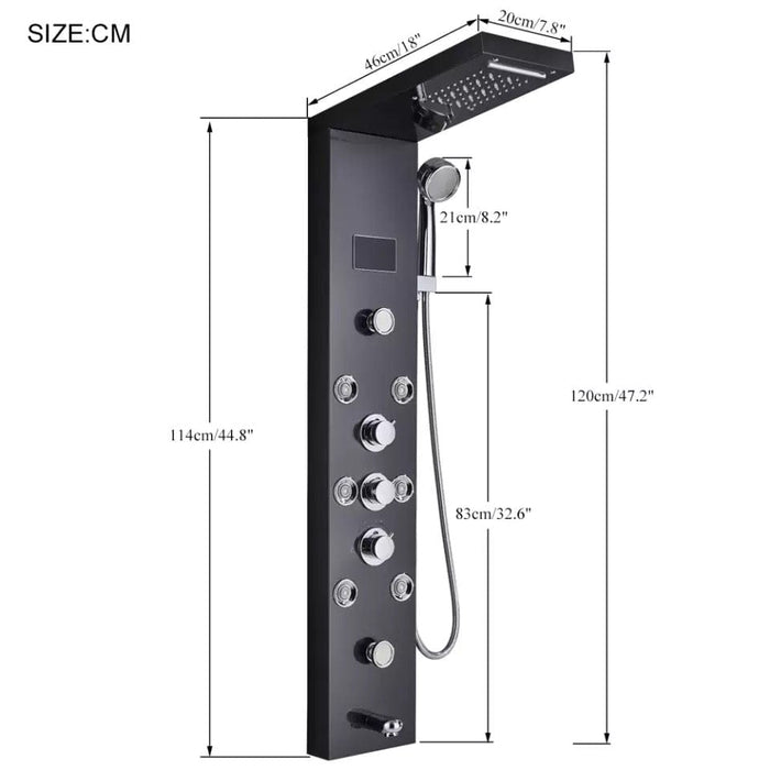 LED Light Shower Panel Tower Waterfall Rain Shower Set W/SPA Massage Jet Mixer