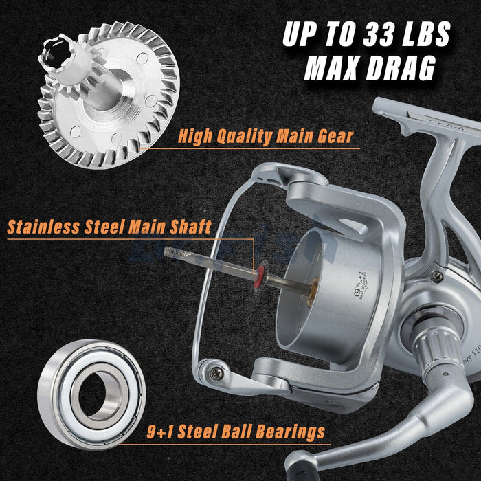 Saltwater Fishing Spinning Reel 11000 Heavy Duty 9+1BB Aluminum Spool Super Big