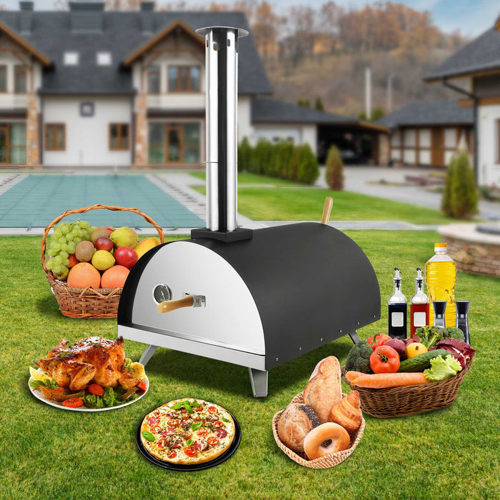 Outdoor Pizza Oven Cooker Portable Pellet Grill Smoker Grill Wood Fired BBQ