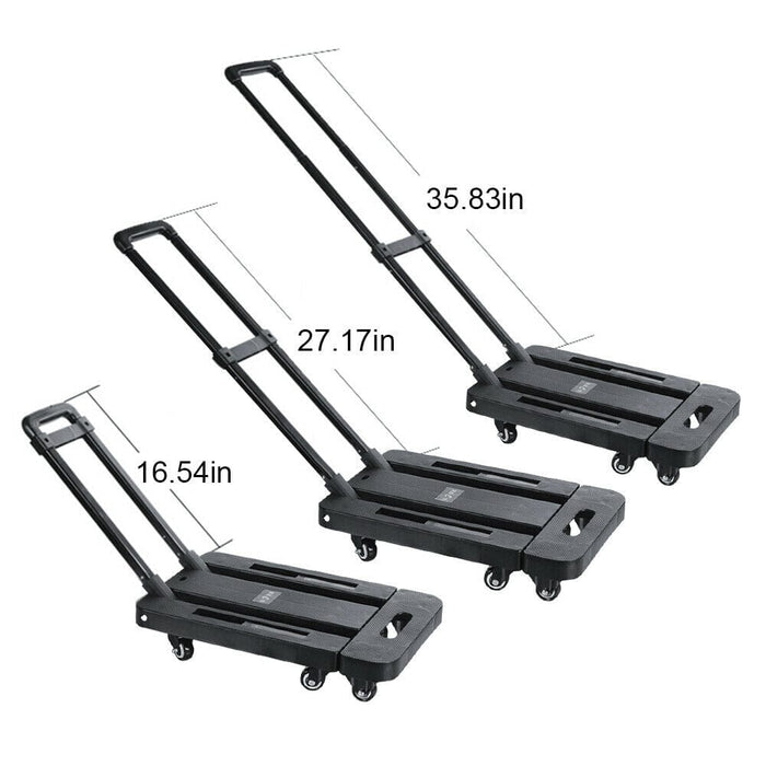 440lbs Cart Folding Dolly Collapsible Trolley Push Hand Truck Moving w/ 6 Wheels