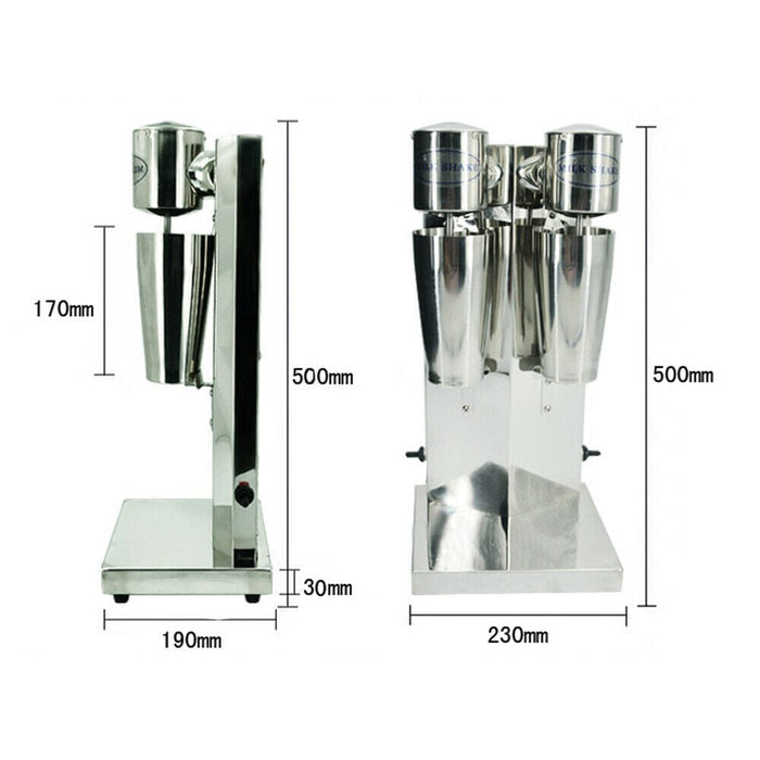 Commercial Milk Shake Machine Double Head Drink Mixer Stainless Steel