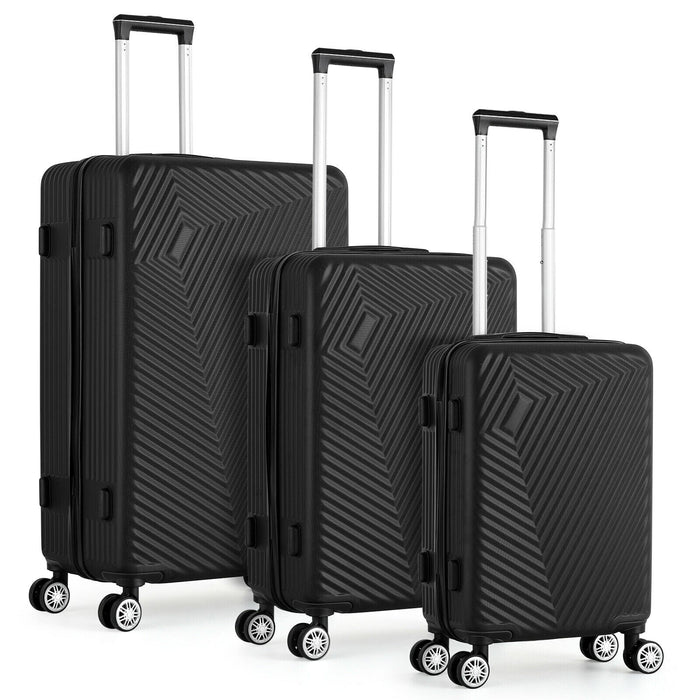 3 Piece Luggage Set Suitcase ABS Hardshell w/Spinner Wheels,TSA Lock (20"24"28")