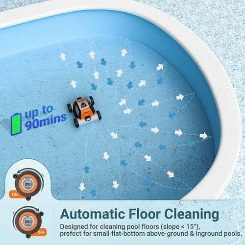 Tacklife Robotic Pool Cleaner, 90mins IPX8 Cordless Automatic Pool Vacuum