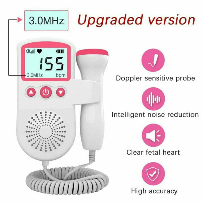 Baby Heart Rate Monitor Home Pregnancy Display Fetal Sound Detector 3.0MHz