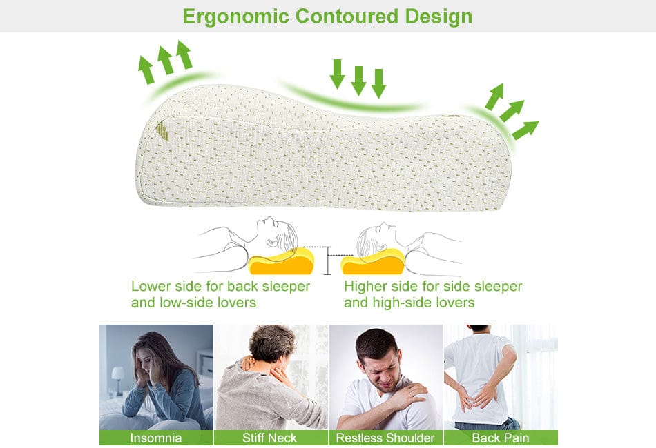 Bamboo Sleeping Orthopedic Memory Foam Pillow Contour Cervical Neck Support
