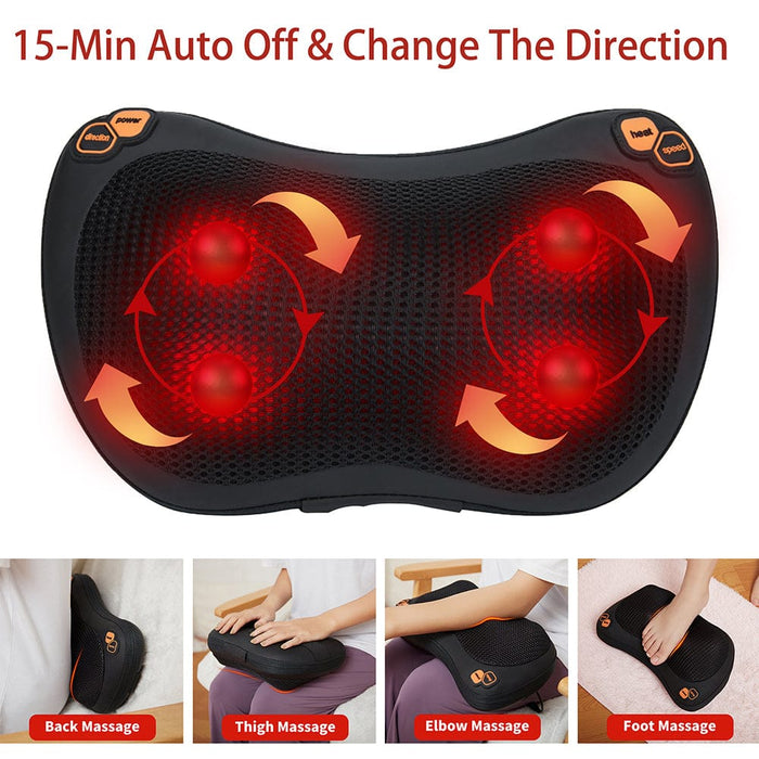 Electric Waist Neck and Back Massage Pillow Massager Kneading Pad Heating