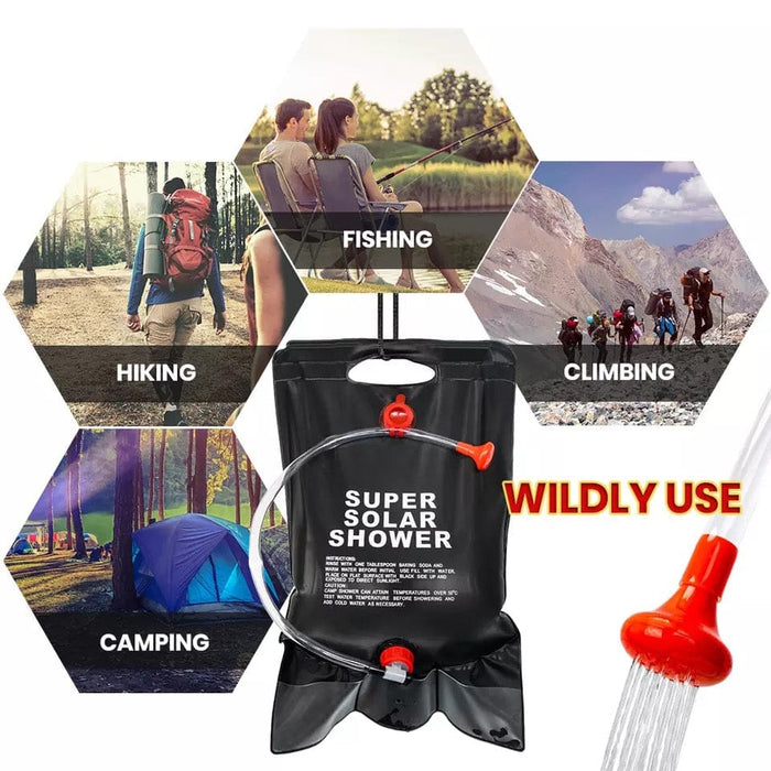 5Gal/20L Camp Shower Water Bag Solar Outdoor Camping Hiking Summer Cool Portable