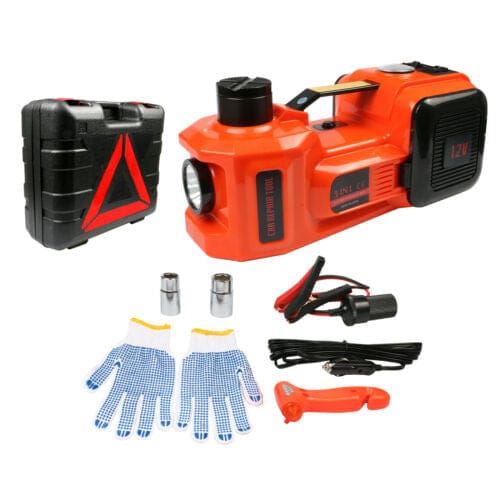 12V 5T 5Ton Car Electric Hydraulic Floor Jack Lift 3 in 1 Air Inflator LED Light