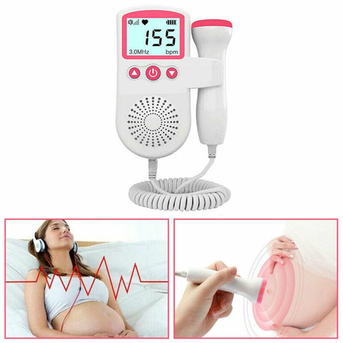 Baby Heart Rate Monitor Home Pregnancy Display Fetal Sound Detector 3.0MHz
