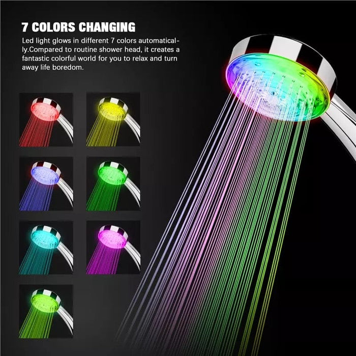 Handheld 7 Color Changing LED Light Shower Head Glow