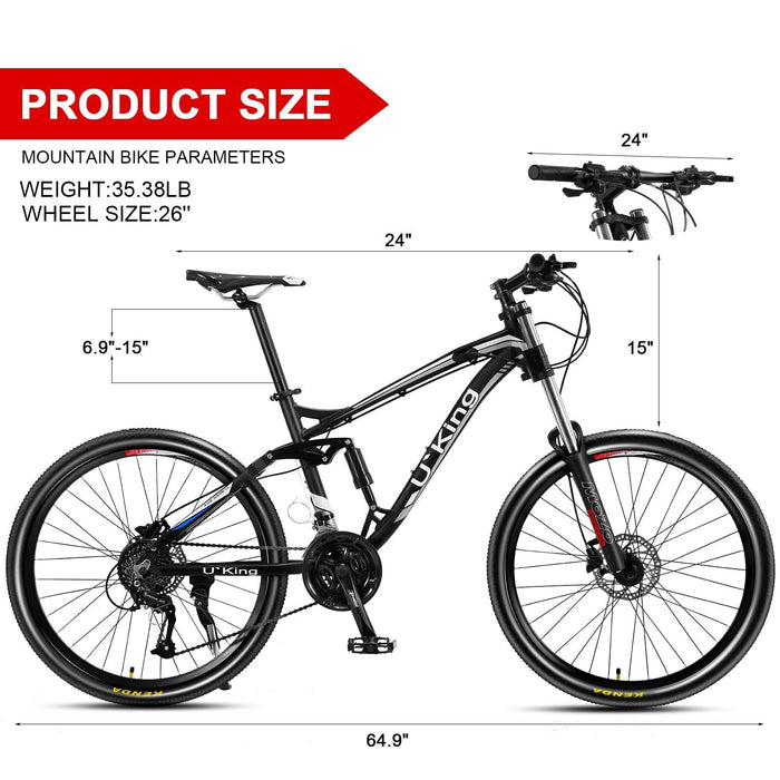 Adult 27 Speed Mountain Bike Shimano Front Suspension Mens Bikes MTB 26" Bicycle