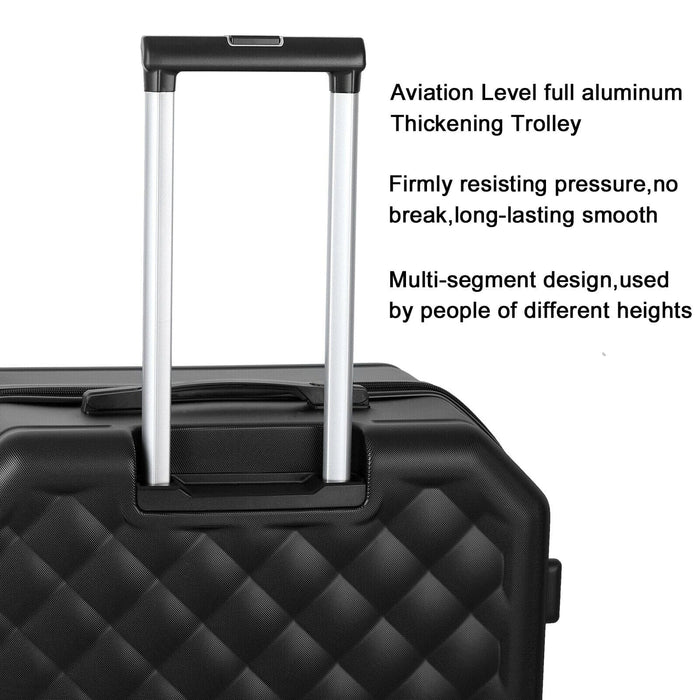 20''24'' 28'' 3 Piece Set Suitcase ABS Light Trolley Luggage Rolling Black /Lock