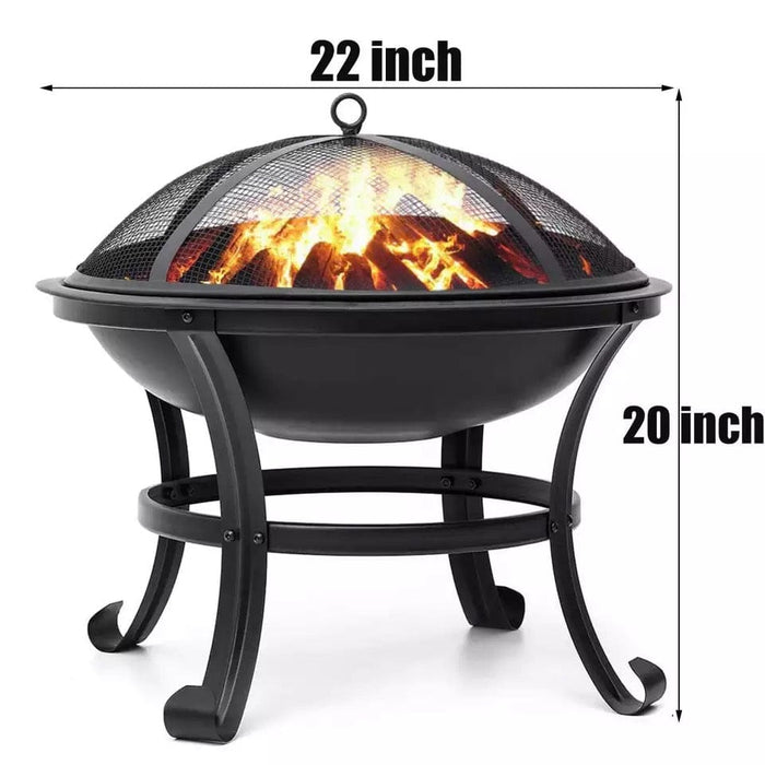 22" Fire Pit Backyard Wood Burning Stove Fireplace Heater