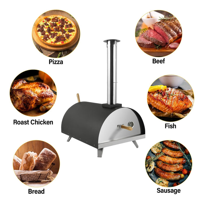 Outdoor Pizza Oven Cooker Portable Pellet Grill Smoker Grill Wood Fired BBQ