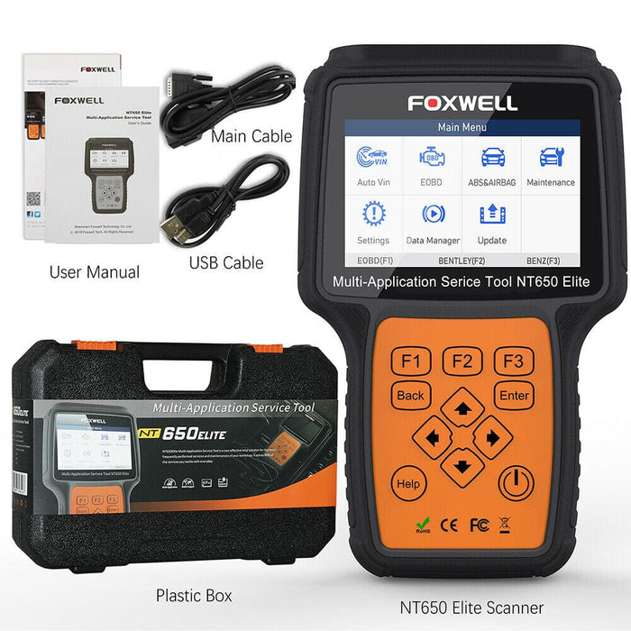 Foxwell NT650 Elite Automotive OBD2 Scanner Diagnostic ABS,DPF Injector TPMS EPB