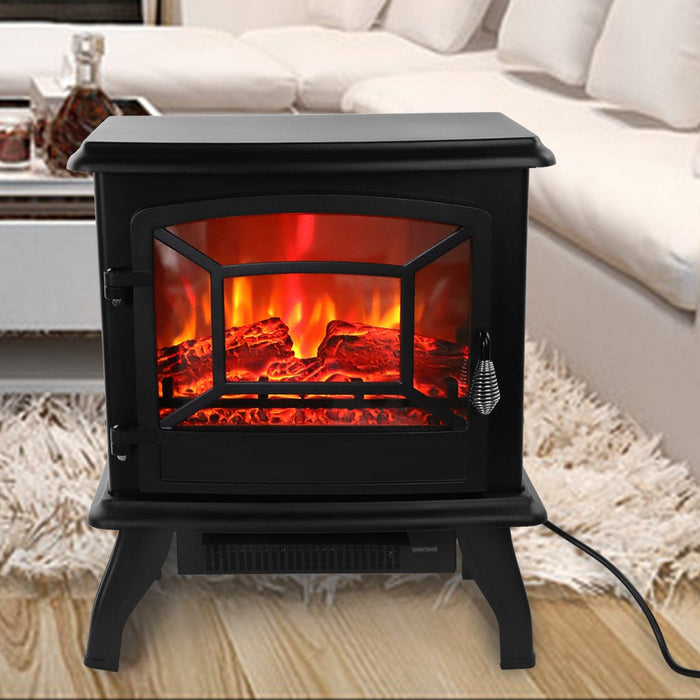 Warm 1400W Portable Electric Fireplace Heater Log Flame Stove Free Standing
