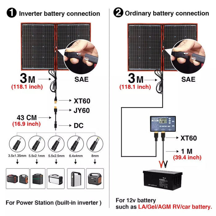 Dokio Flexible Foldable Solar Panel High Efficience Travel 100W