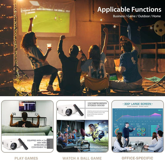 VANKYO Leisure 3 LED Projector 176'' Display Support 1080P Home Cinema 2 Speaker