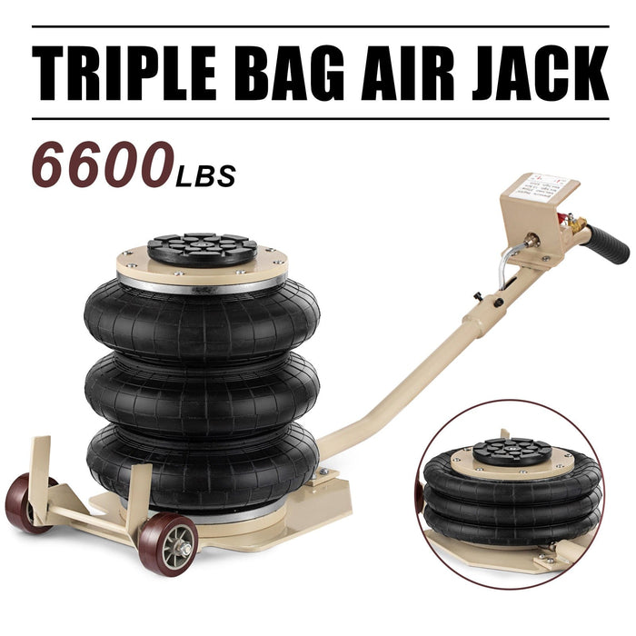 VEVOR Triple Air Bag Jack Pneumatic Jack 6600lbs Quick Lift 3T Heavy Duty