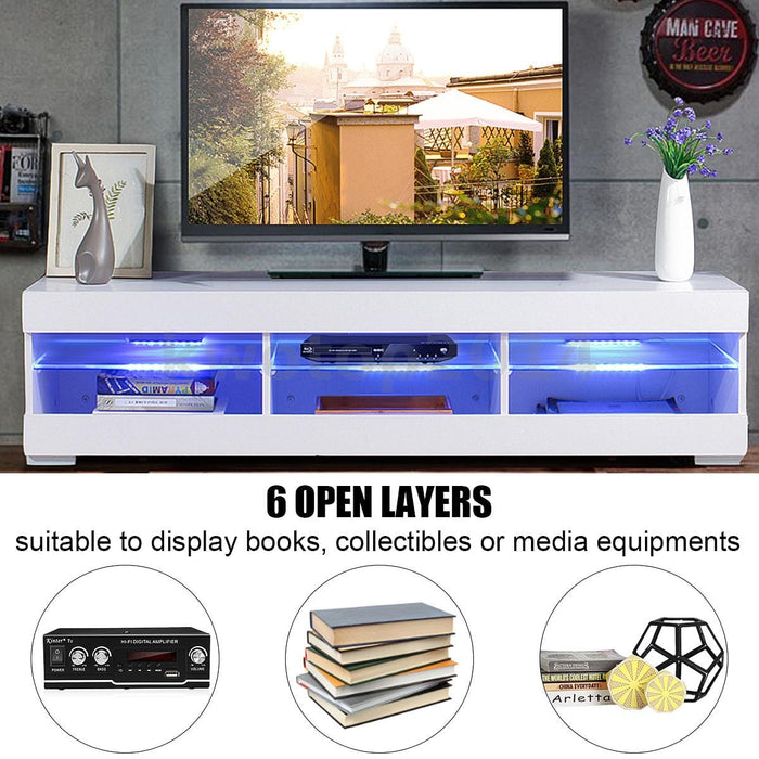 LED TV Stand Cabinet with 6 Shelves Storage Entertainment Center for 65 inch TV
