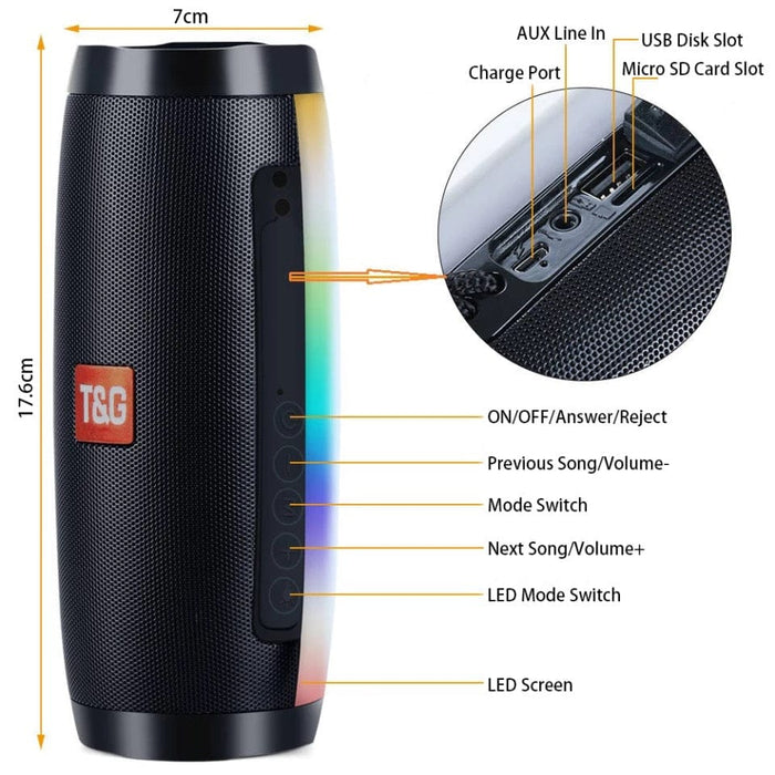 LED Light Bluetooth Speaker Wireless Waterproof