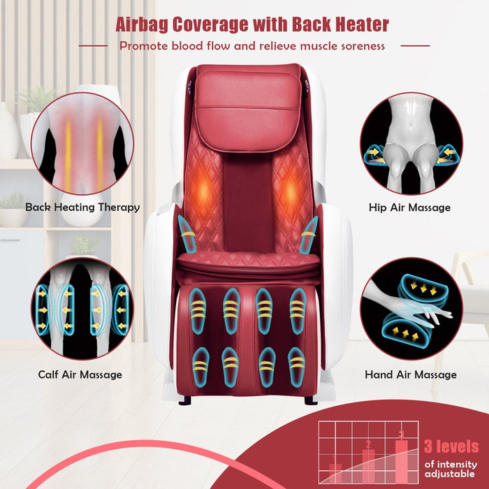 Zero Gravity Massage Chair Full Body Shiatsu Massage Recliner w/SL Track Red