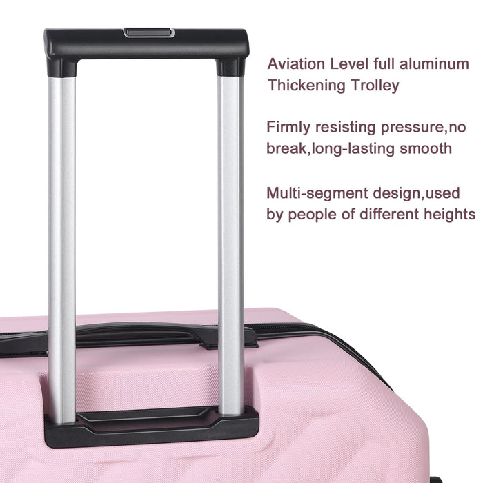 3 Piece Hardshell Lightweight Suitcase Set Hardside Spinner Wheel Luggage Pink