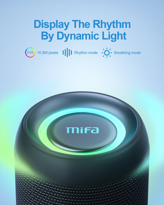 MIFA Portable Wireless Bluetooth Speaker Waterproof Stereo Bass+ LED Ring Light