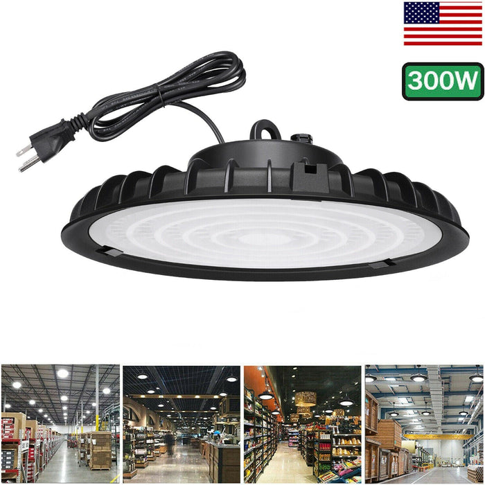 300W UFO LED High Bay Light Shop Work GYM Warehouse Industrial Lighting 6000K