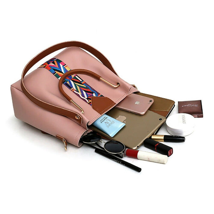 4PCS/Set Women's Leather Handbag Shoulder Bag Hobo  Elegant Satchel Purse Tote