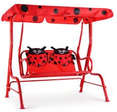 Garden Outdoor Patio Metal Swing Chair Kids Child Red Design 2 Seater Hammock