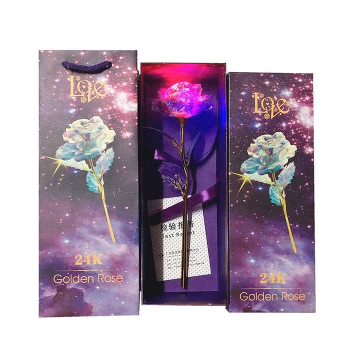 24K Gold Plated Galaxy Rose Flower Gift For Her